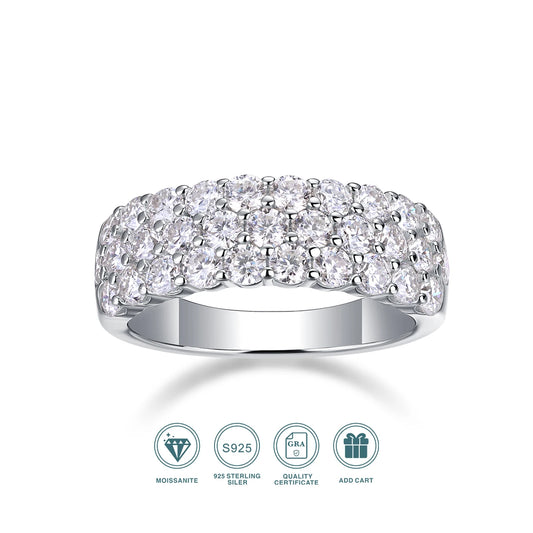 2.5mm 1.8 ct d color moissan ite rings for women s925 silver diamond half eternity wedding ring fine jewelry gifts wholesale