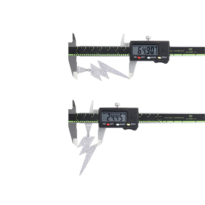 Iced Out Moissanite Pendant Lightning Design Necklace S925 Silver with 18K Gold Plating Icy Hip Hop Style for Rappers Necklace