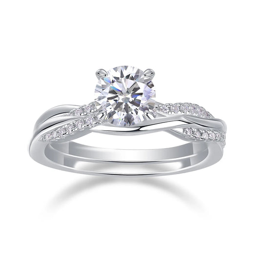 2pcs combinations Moissanite Rings For Women S925 Silver Diamond Wedding Eternity Band Finger Rings Fine Jewelry Christmas Gift