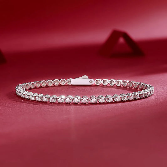 925 Sterling Silver Tennis Bracelet, Hip Hop Couple Bracelet, Fashion Valentine's Day Birthday Gift with Certificate