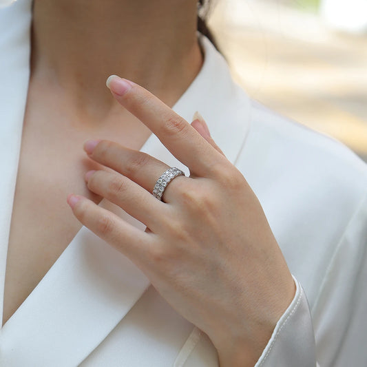 Certified 1.4CT 3mm Moissanite Diamond Ring for Women S925 Sterling Silver Enternity Engagement Rings Wedding Band