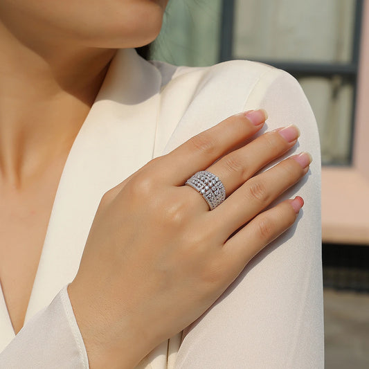 1pc S925 silver wide face moissanite eternity ring Platinum-plated fine jewellery Diamond test certificate Wedding band gift