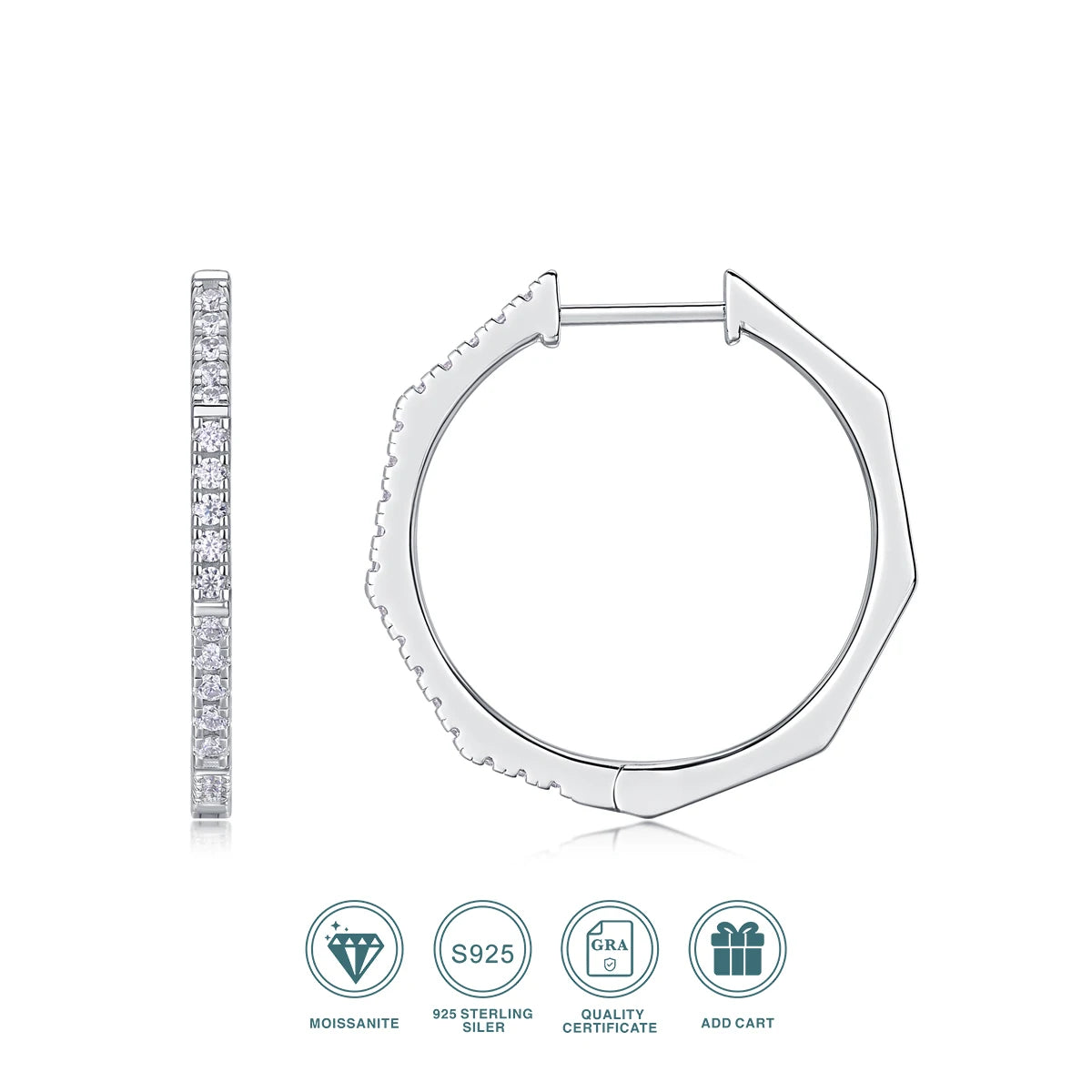 925 Silver 18K Platinum Plated Circle Earrings, Sparkling Women's Wedding Jewelry Earrings exaggerated jewelry With Certificate