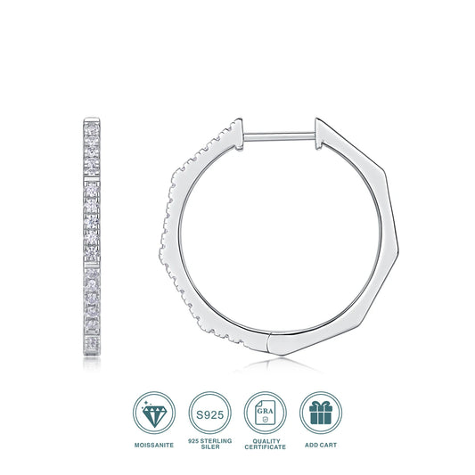 925 Silver 18K Platinum Plated Circle Earrings, Sparkling Women's Wedding Jewelry Earrings exaggerated jewelry With Certificate