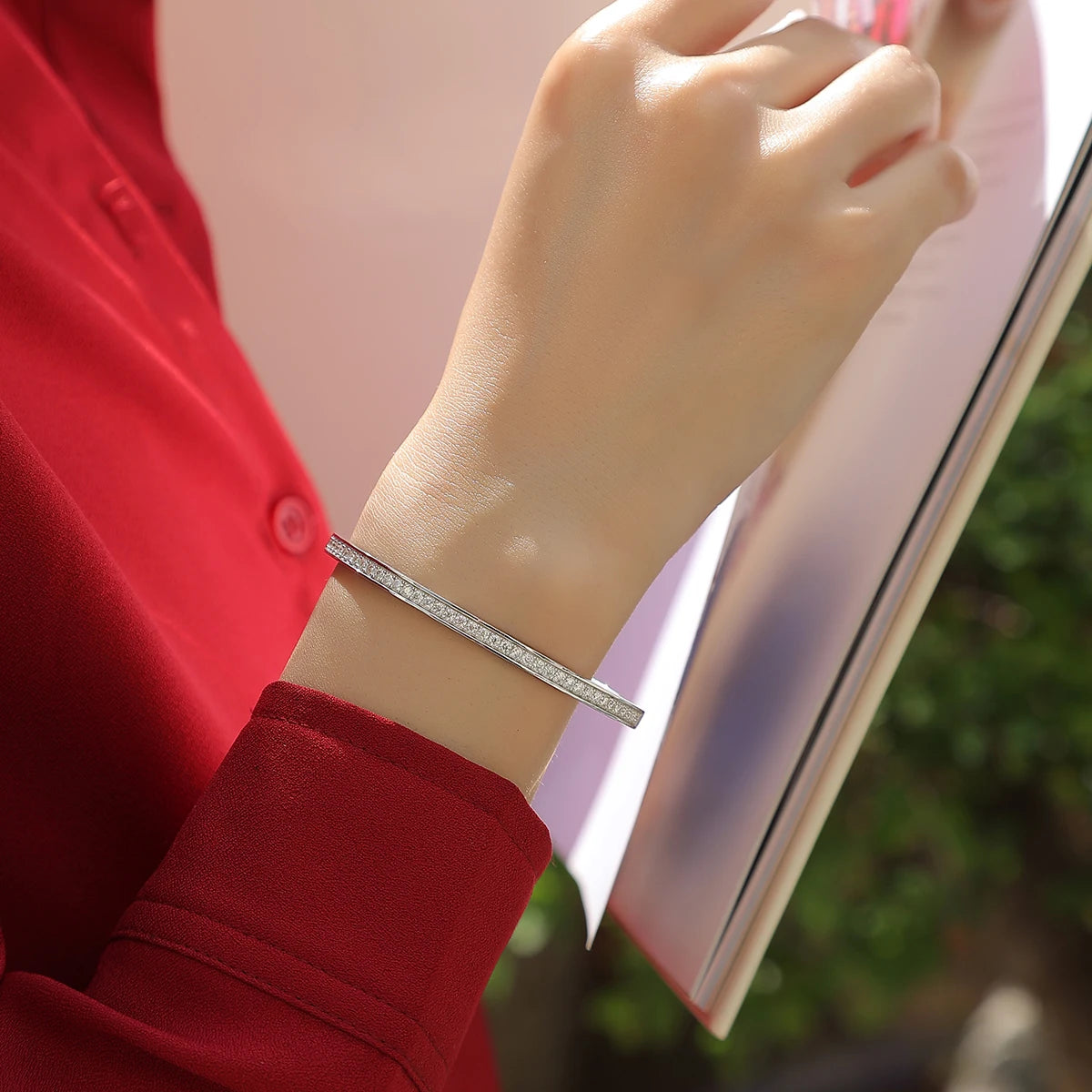 2mm 1.18CT D Color Moissanite Women's Bracelet GRA Certified S925 Silver 18K Gold Plated Diamond Bangle Jewelry