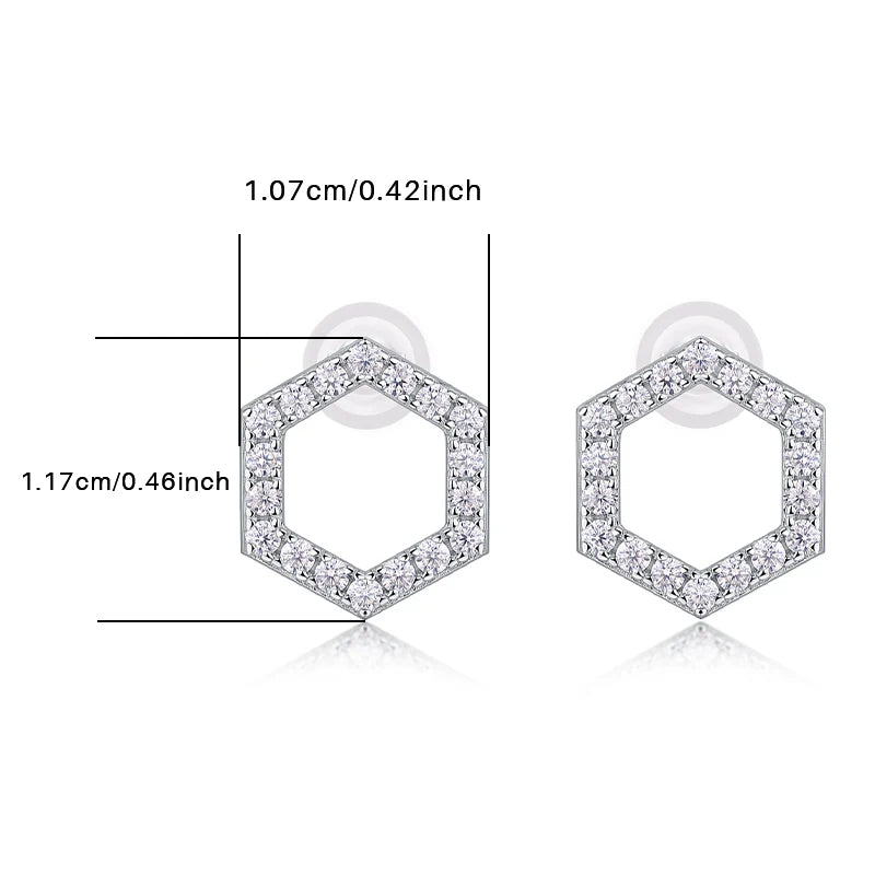 2pcs Moissanite Hexagonal Earrings S925 Sterling Silver Plated 18k Gold Sparkling Valentine's Day Wedding Anniversary Gift