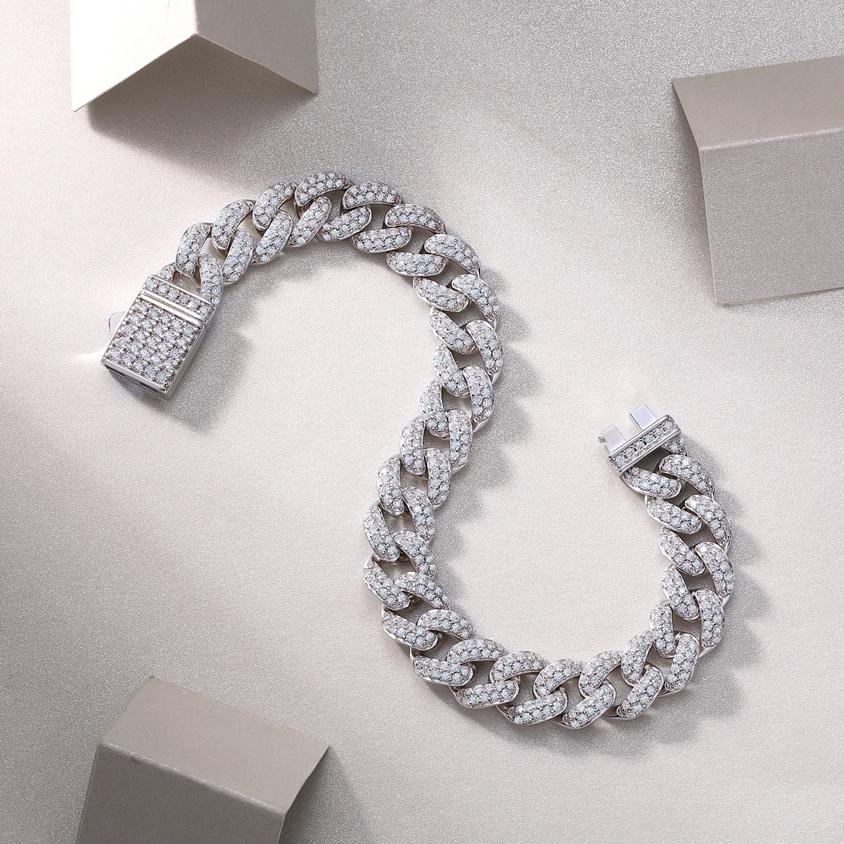 D color moissanite tennis bracelet men women unisex S925 silver necklace hip hop fashion luxury boutique jewelry