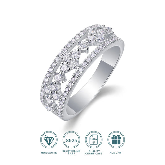 Full D Moissanite Diamond Half Eternity Ring Women S925 Sterling Silver Wedding Band Engagement Ring Pass Tester Dropshipping