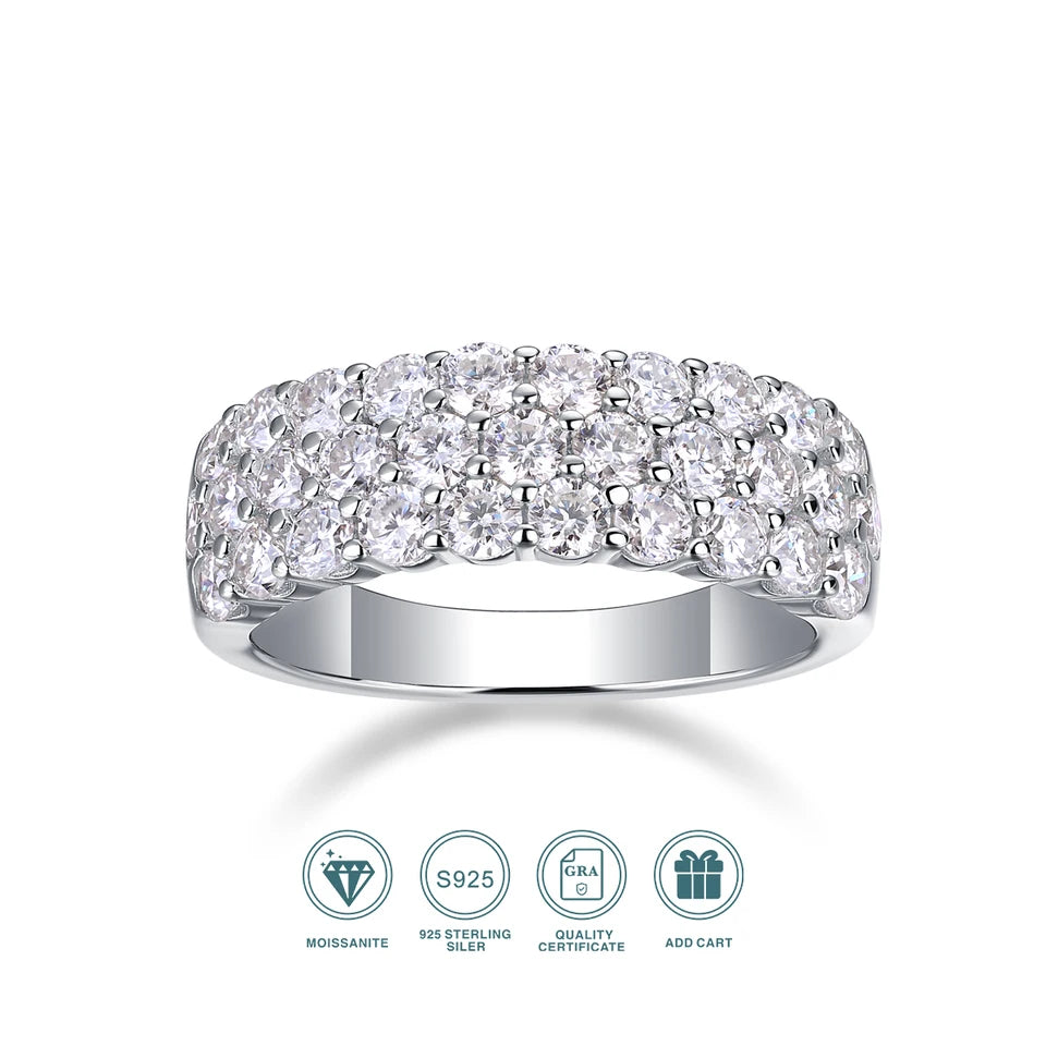 2.5mm 1.8 ct d color moissan ite rings for women s925 silver diamond half eternity wedding ring fine jewelry gifts wholesale