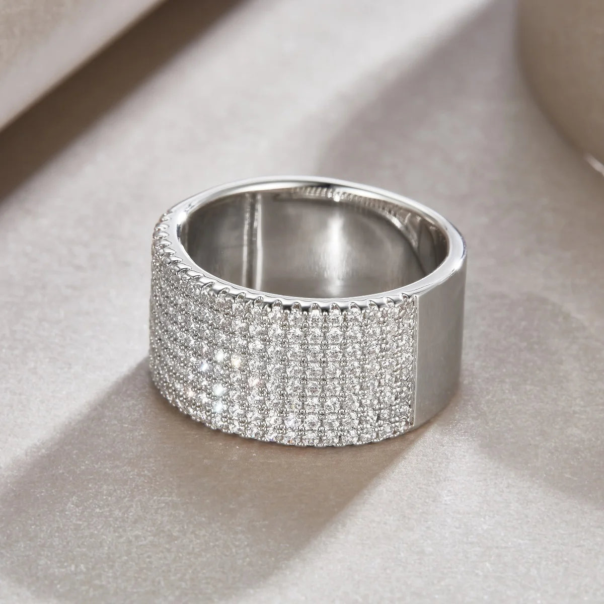 8 Rows Iced Moissanite Diamond Half Eternity Ring Wedding Band 925 Sterling Silver Fine Jewelry White Gold Engagement Rings Gift