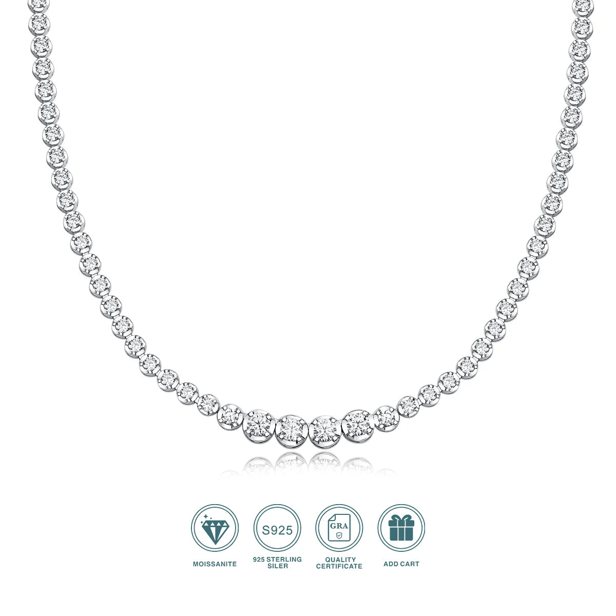 925 silver moissanite necklace 4mm casual fashion light luxury women's senior gift with certificate authentication