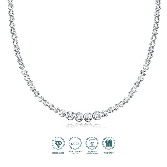 925 silver moissanite necklace 4mm casual fashion light luxury women's senior gift with certificate authentication