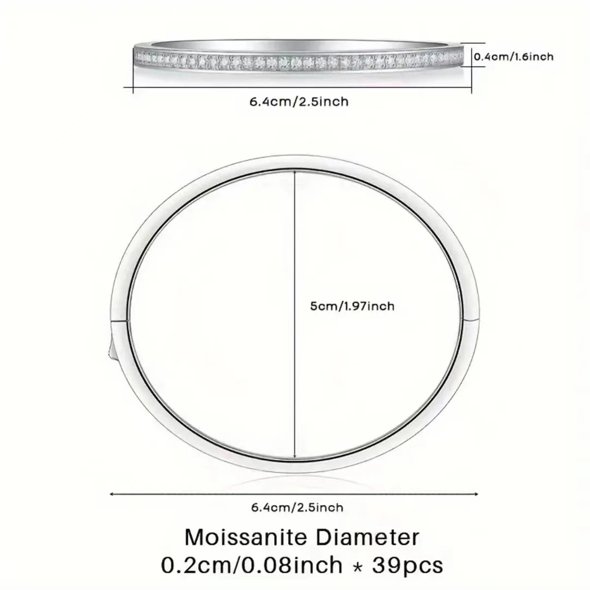 2mm 1.18CT D Color Moissanite Women's Bracelet GRA Certified S925 Silver 18K Gold Plated Diamond Bangle Jewelry