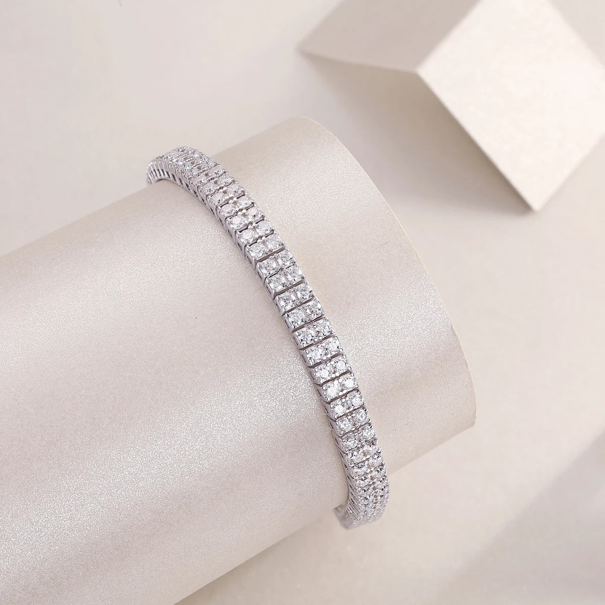 2/3/4/5mm Elegant Double Row Moissanite Tennis Bracelet, 925 Sterling Silver Luxury Style, Exquisite Fashionable Wrist Bracelet