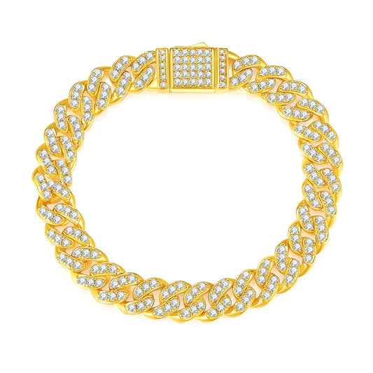 JIU ZUAN S925 Silver Moissanite Light Of Faith LuxuriousBracelet For Men And Women, Cuban Chain,For Engagement, Anniversary