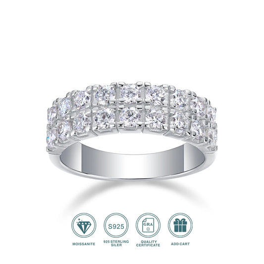 Certified 1.4CT 3mm Moissanite Diamond Ring for Women S925 Sterling Silver Enternity Engagement Rings Wedding Band