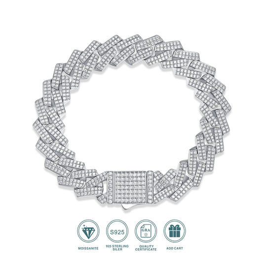 10/14mm Full Moissanite 2 Row Cuban Bracelet S925 Sterling Silver Luxury Diamonds Cuban Pendant 2024 Hip Hop Pop Chic