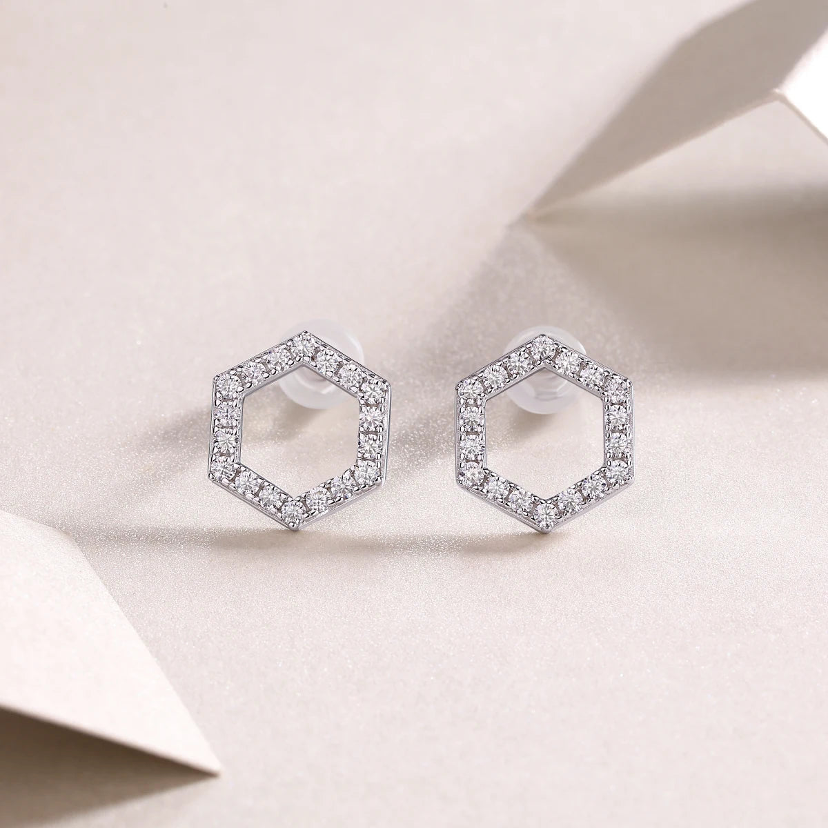 2pcs Moissanite Hexagonal Earrings S925 Sterling Silver Plated 18k Gold Sparkling Valentine's Day Wedding Anniversary Gift