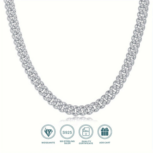 D color full moissanite Cuban chain women's necklace men's S925 silver necklace hip hop fashion luxury boutique jewelry