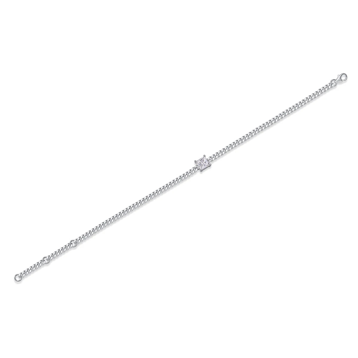 1pc Moissanite Bracelet, 925 Silver Cuban Chain Women's Bracelet, Hip Hop Cool Trend Jewelry, Valentine's Day Anniversary Gift