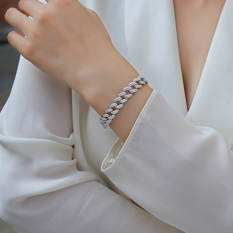 D color moissanite tennis bracelet men women unisex S925 silver necklace hip hop fashion luxury boutique jewelry