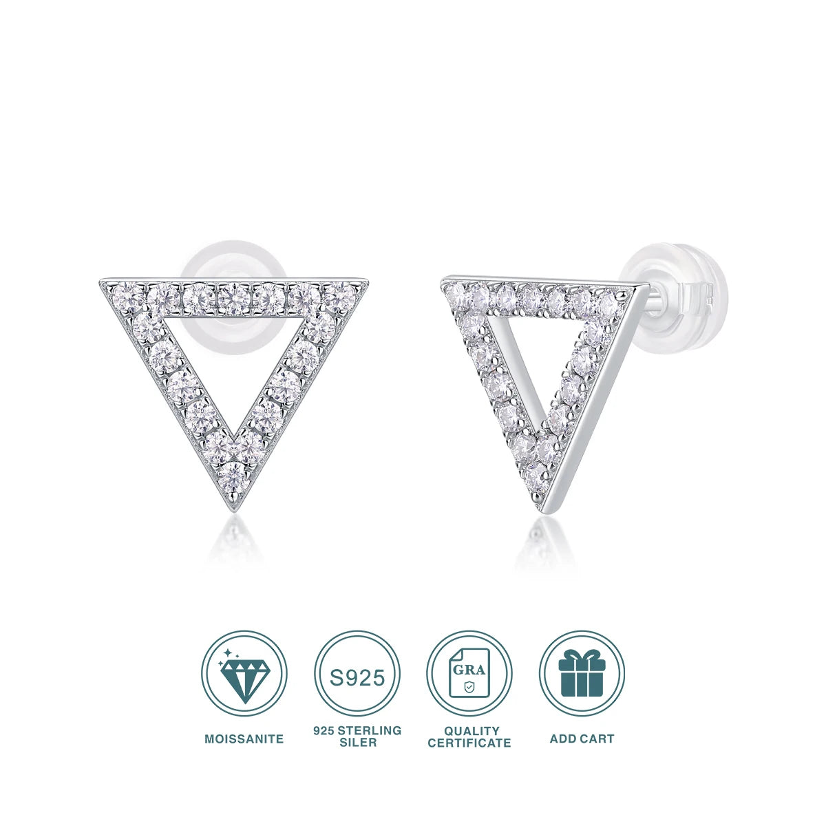 2pcs Moissanite Hexagonal Earrings S925 Sterling Silver Plated 18k Gold Sparkling Valentine's Day Wedding Anniversary Gift