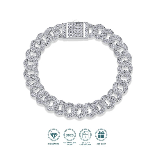 D color moissanite tennis bracelet men women unisex S925 silver necklace hip hop fashion luxury boutique jewelry