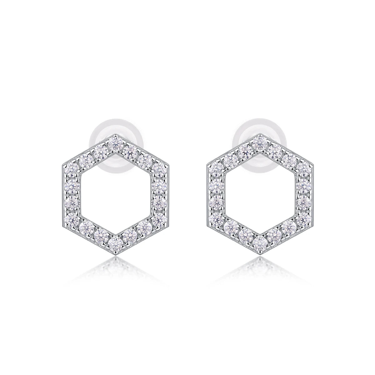 2pcs Moissanite Hexagonal Earrings S925 Sterling Silver Plated 18k Gold Sparkling Valentine's Day Wedding Anniversary Gift