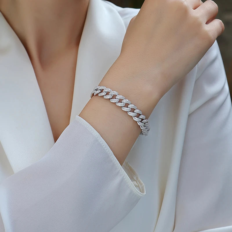 D color moissanite tennis bracelet men women unisex S925 silver necklace hip hop fashion luxury boutique jewelry