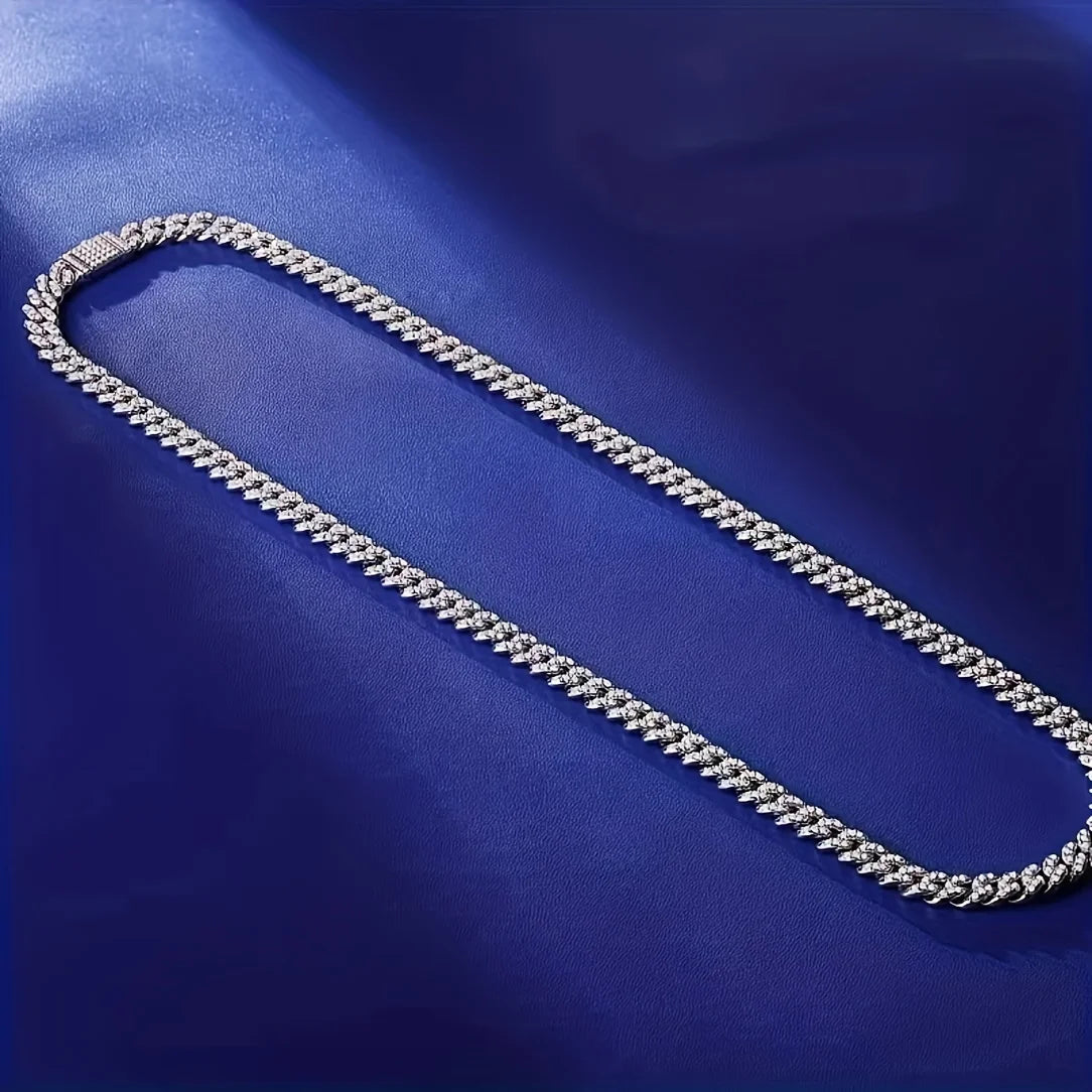 D color full moissanite Cuban chain women's necklace men's S925 silver necklace hip hop fashion luxury boutique jewelry