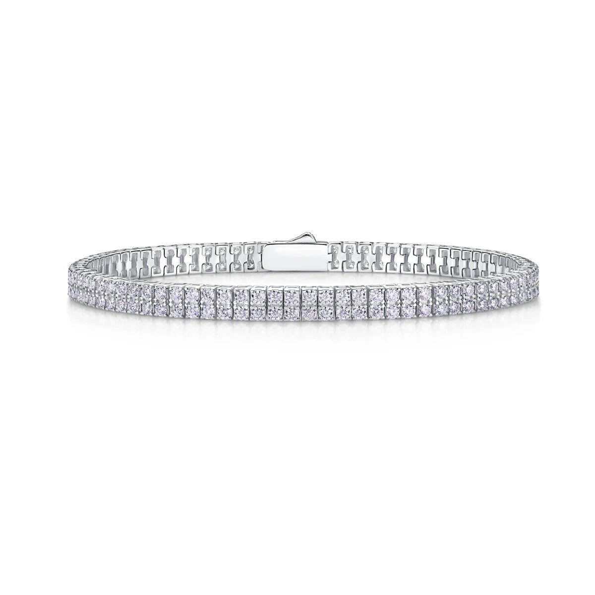 2/3/4/5mm Elegant Double Row Moissanite Tennis Bracelet, 925 Sterling Silver Luxury Style, Exquisite Fashionable Wrist Bracelet